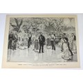 gravura  Regele Carol I si Regina Elisabeta - 1884 presa franceza